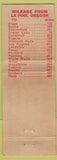 Matchbook Cover - West View Motel La Pine OR low phone #