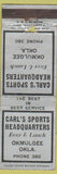 Matchbook Cover - Carl's Sports Headquarters Okmulgee OK low phone #