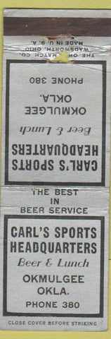 Matchbook Cover - Carl's Sports Headquarters Okmulgee OK low phone #