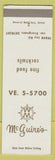 Matchbook Cover - McGuire's Restaurant Detroit MI SAMPLE