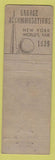 Matchbook Cover - Hotel Plymouth New York City WORN