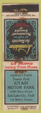 Matchbook Cover - Utah Motor Park Salt Lake City UT DQ WORN
