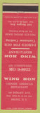 Matchbook Cover - Wing Hon Chinese Restaurant Bronx NY
