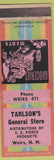 Matchbook Cover - Tarlson's General Store Weirs NH low phone # grocery