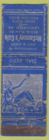 Matchbook Cover - McComsey's Cafe Lancaster PA girlie POOR