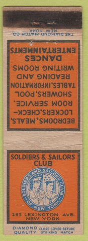 Matchbook Cover - Soldiers & Sailors Club New York City DQ