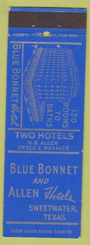 Matchbook Cover - Blue Bonnet Hotel Sweetwater TX Federal