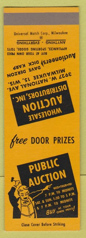 Matchbook Cover - Public Auction Milwaukee WI SAMPLE