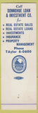 Matchbook Cover - Donnohue Loan Investments Sedalia MO SAMPLE