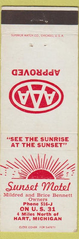 Matchbook Cover - Sunset Motel Hart MI