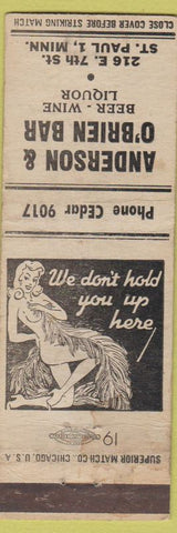 Matchbook Cover - Anderson O'Brien Bar St Paul MN girlie WORN