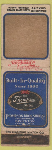 Matchbook Cover - Thompson Shoes Brockton MA DQ WORN