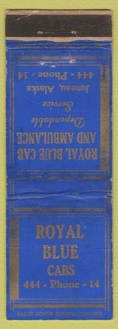 Matchbook Cover - Royal Blue Cabs taxi low phone Juneau AK WORN