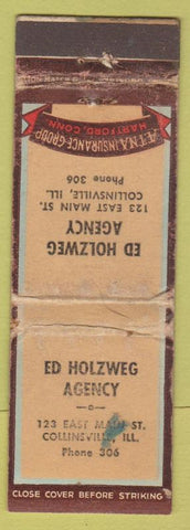 Matchbook Cover - Ed Holzweg Agency Collinsville IL insurance WORN