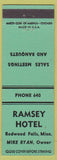 Matchbook Cover - Ramsey Hotel Redwood Falls MN low phone #