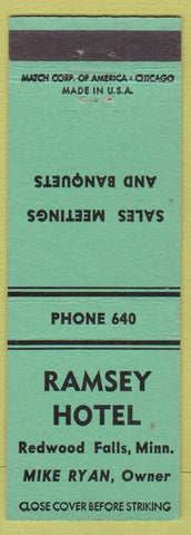 Matchbook Cover - Ramsey Hotel Redwood Falls MN low phone #