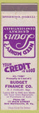 Matchbook Cover - Budget Finance New Martinsville WV