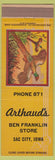 Matchbook Cover - Arthaud's Ben Franklin Store Sac City IA