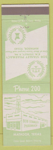 Matchbook Cover - Bob Stanley Drugs Matador TX low phone #
