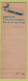 Matchbook Cover - Gem Jewelry Store Hamilton Watches Jasper TX low phone WEAR
