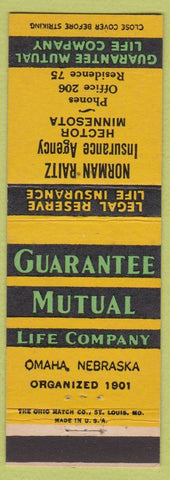 Matchbook Cover - Guarantee Mutual Life Insurance Hector MN low phone #