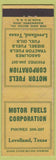 Matchbook Cover - Motor Fuels Corp Levelland TX low phone # Tractor gas oil