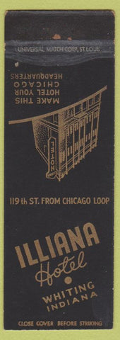 Matchbook Cover - Illiana Hotel Whiting IN SAMPLE