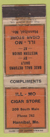 Matchbook Cover - Ill Mo Cigar Store Hannibal MO low phone WORN