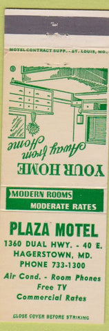 Matchbook Cover - Plaza Motel Hagerstown MD