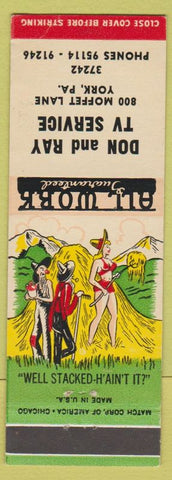 Matchbook Cover - Don Ray TV Service York PA hillbilly