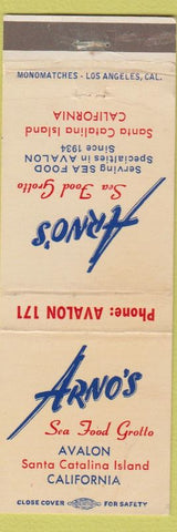 Matchbook Cover - Arno's Sea Food Grille Santa Catalina Island CA