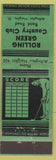 Matchbook Cover - Rolling Green Country Club Arlington Heights IL low phone #