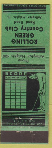 Matchbook Cover - Rolling Green Country Club Arlington Heights IL low phone #