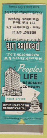 Matchbook Cover - Peoples Life Insurance Chestertown MD low phone #