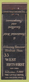 Matchbook Cover - 33 West Fifty First New York City Hotel WORN