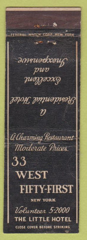 Matchbook Cover - 33 West Fifty First New York City Hotel WORN