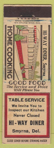 Matchbook Cover - Hi Way Diner Smyrna DE
