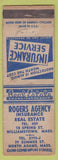 Matchbook Cover - Rogers Agency Insurance Real Estate Williamstown MA WORN