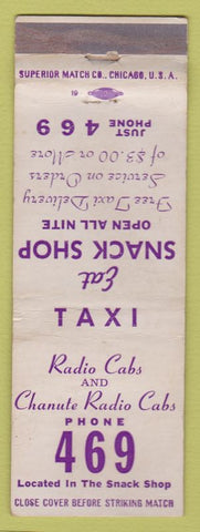 Matchbook Cover - Radio Cabs Taxi low phone # Chanute