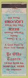 Matchbook Cover - Ye Olde Tavern Norfolk NE low phone #
