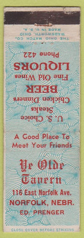 Matchbook Cover - Ye Olde Tavern Norfolk NE low phone #
