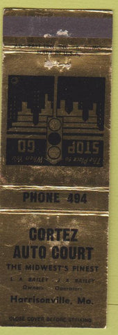 Matchbook Cover - Cortez Auto Court Harrisonville MO low phone #