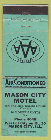 Matchbook Cover - Mason City Motel Mason City IL low phone # WEAR