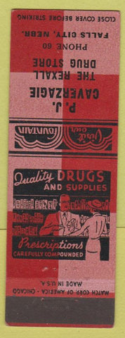 Matchbook Cover - PJ Caverzagie Rexall Drugs Falls City NE low phone #