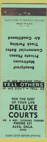 Matchbook Cover - Deluxe Courts Alva OK low phone #