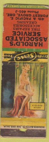 Matchbook Cover - Harold's Service Forest Grove OR low phone pinup WEAR