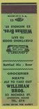Matchbook Cover - Willihan Brothers Lewiston ME low phone # Grocery