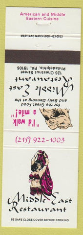 Matchbook Cover - Middle East Restaurant Philadelphia PA girlie belly dancer
