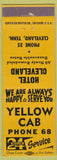 Matchbook Cover - Yellow Cab Taxi low phone # Cleveland TN