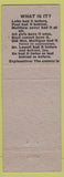 Matchbook Cover - Biddle's Cafe Tavern Cromwell IN low phone # hillbilly